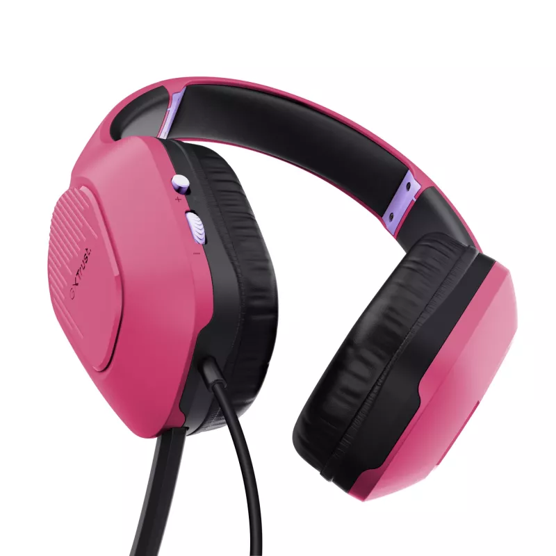 Trust GXT 415P Zirox -kuulokemikrofoni, langallinen, panta, peli, pinkki