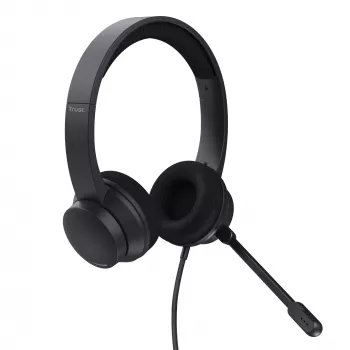 Trust Ayda -kuulokemikrofoni, langallinen, panta, puhelut/musiikki, USB Type-A, musta