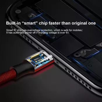 USB-A-Lightning-kaapeli Baseus Yiven 1,8 m, 2 A lähtö, punainen, termoplastisesta elastomeerista valmistettu vaippa