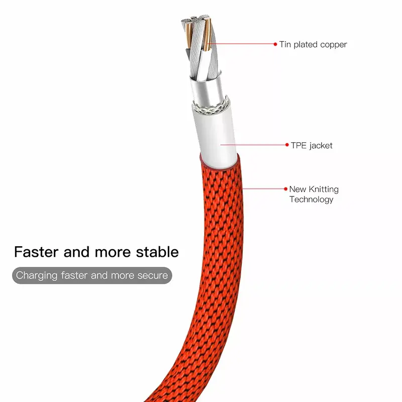 USB-A-Lightning-kaapeli Baseus Yiven 1,8 m, 2 A lähtö, punainen, termoplastisesta elastomeerista valmistettu vaippa