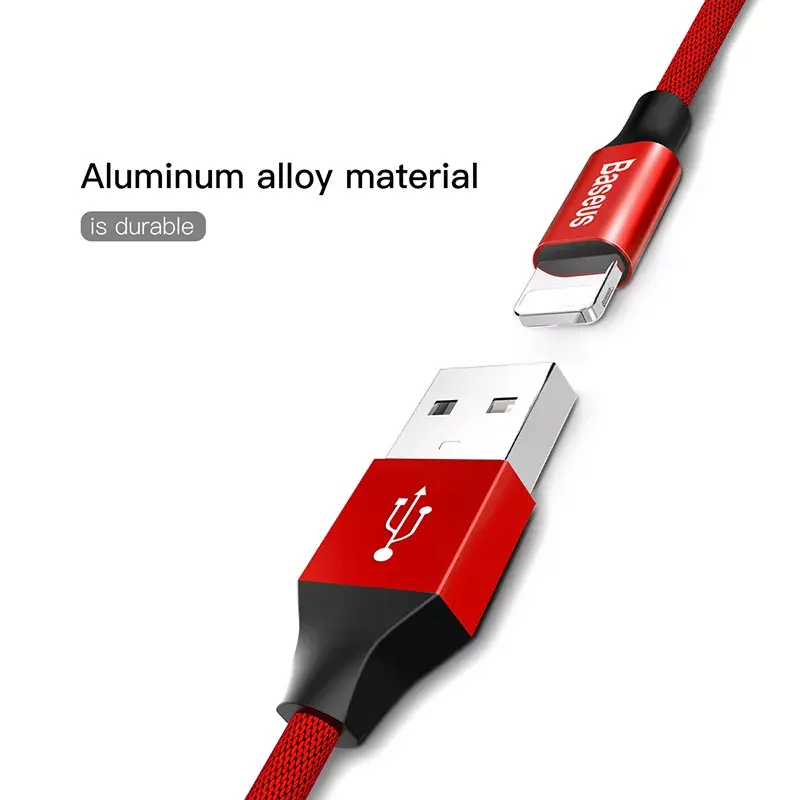 USB-A-Lightning-kaapeli Baseus Yiven 1,8 m, 2 A lähtö, punainen, termoplastisesta elastomeerista valmistettu vaippa