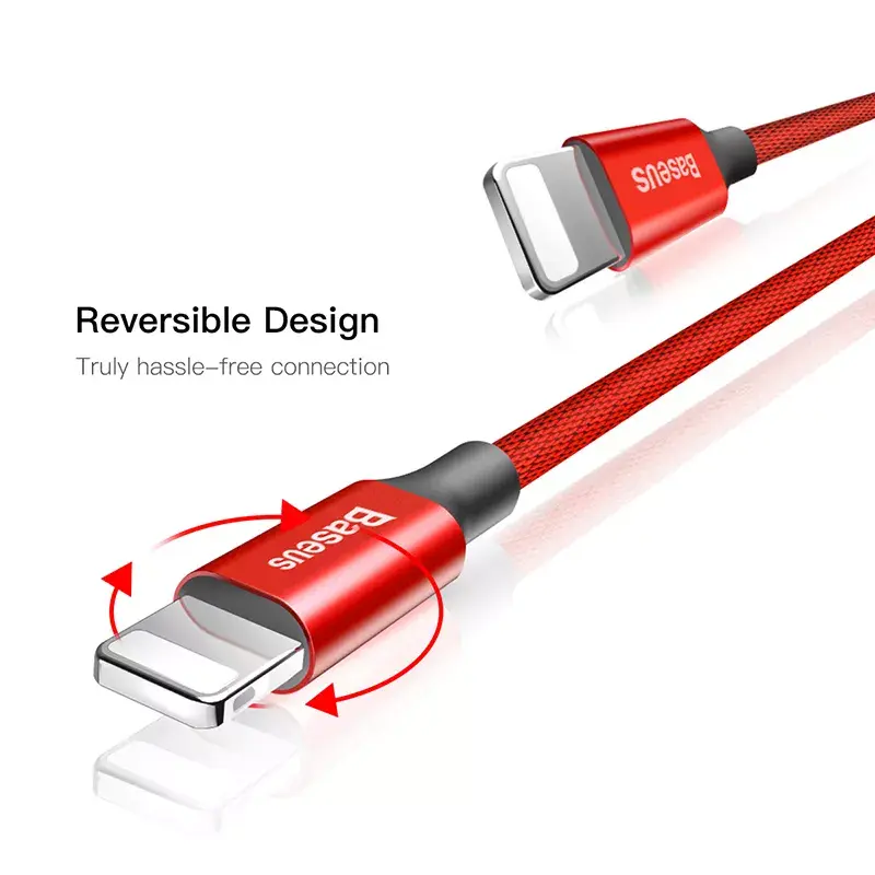 USB-A-Lightning-kaapeli Baseus Yiven 1,8 m, 2 A lähtö, punainen, termoplastisesta elastomeerista valmistettu vaippa