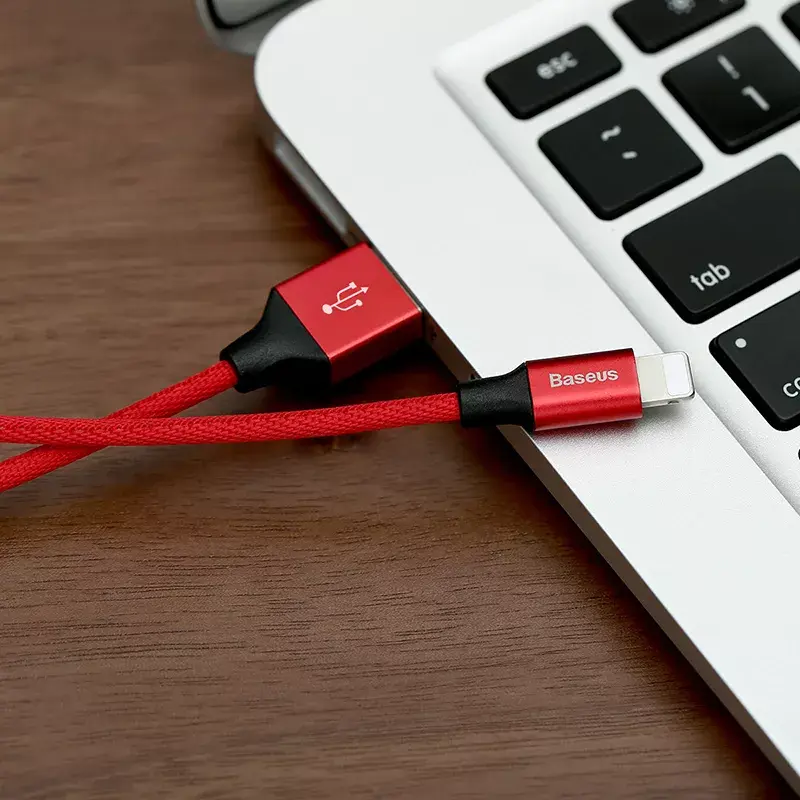 USB-A-Lightning-kaapeli Baseus Yiven 1,8 m, 2 A lähtö, punainen, termoplastisesta elastomeerista valmistettu vaippa
