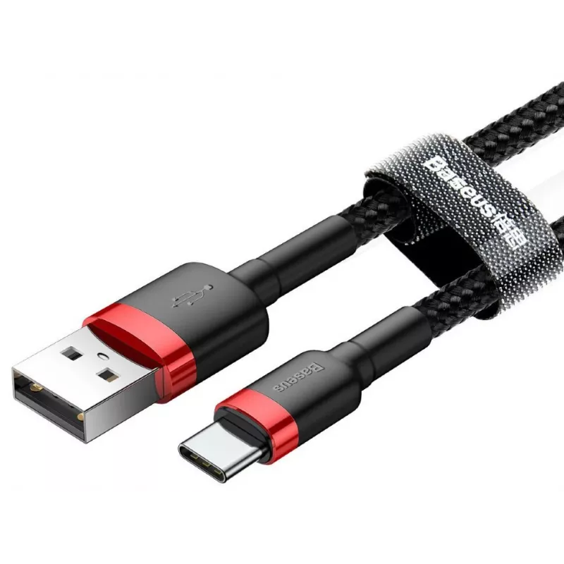 BASEUS punottu Cafule-pikalatauskaapeli - USB Type-A - Type-C 2A - 2 m - musta (nylon)