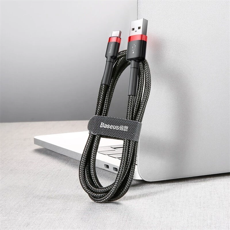 BASEUS punottu Cafule-pikalatauskaapeli - USB Type-A - Type-C 2A - 2 m - musta (nylon)