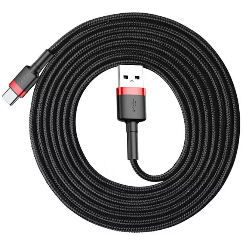 BASEUS punottu Cafule-pikalatauskaapeli - USB Type-A - Type-C 2A - 2 m - musta (nylon)