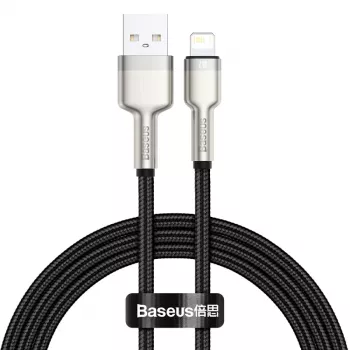 BASEUS Fast Charge Cafule tiedonsiirtokaapeli - USB Type-A - Lightning - 480 Mbit/s (2,4 A PD) - 1 m - musta