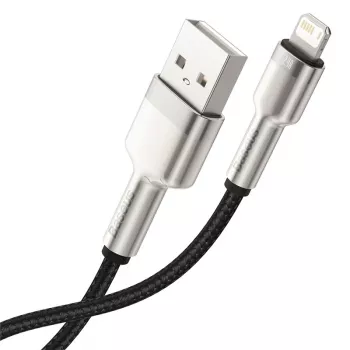 BASEUS Fast Charge Cafule tiedonsiirtokaapeli - USB Type-A - Lightning - 480 Mbit/s (2,4 A PD) - 1 m - musta