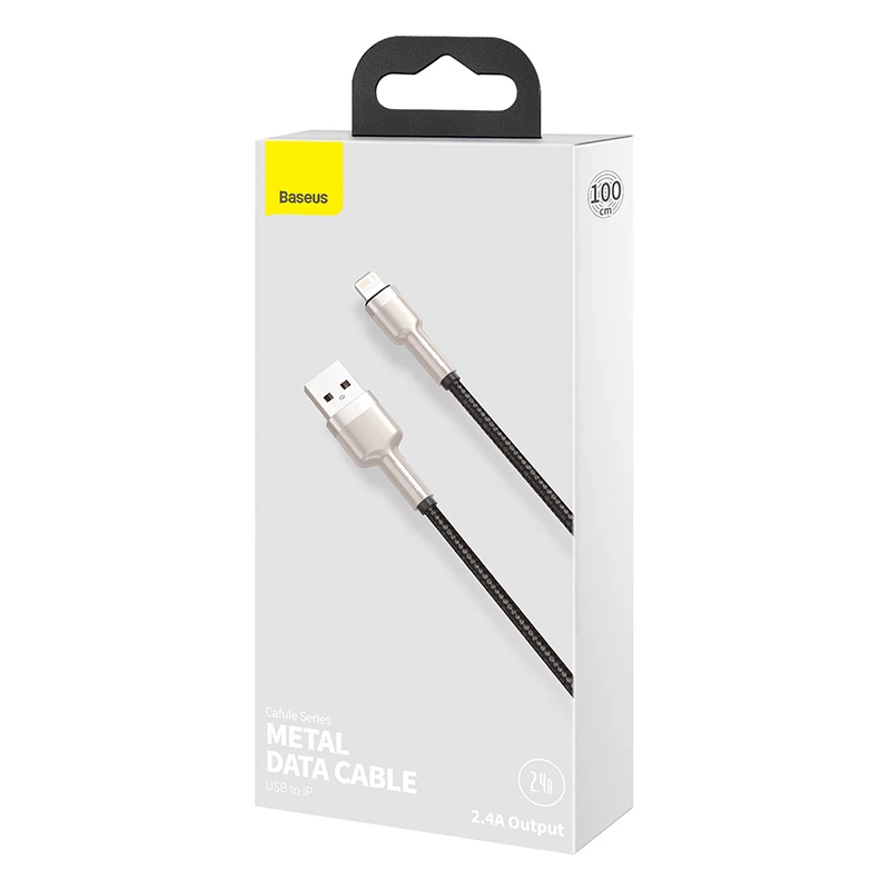 BASEUS Fast Charge Cafule tiedonsiirtokaapeli - USB Type-A - Lightning - 480 Mbit/s (2,4 A PD) - 1 m - musta