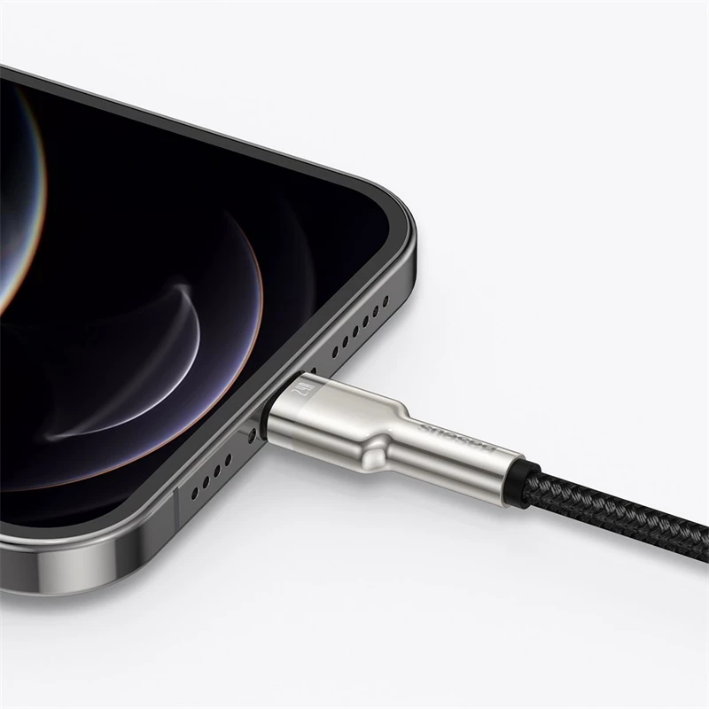 BASEUS Fast Charge Cafule tiedonsiirtokaapeli - USB Type-A - Lightning - 480 Mbit/s (2,4 A PD) - 1 m - musta