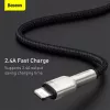 BASEUS Fast Charge Cafule tiedonsiirtokaapeli - USB Type-A - Lightning - 480 Mbit/s (2,4 A PD) - 1 m - musta