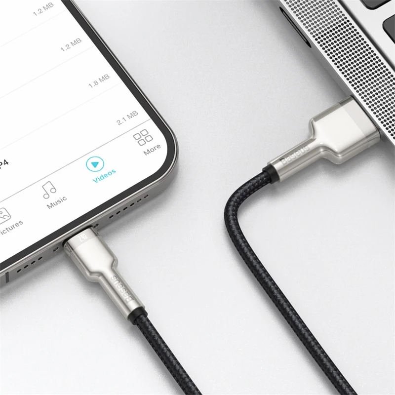BASEUS Fast Charge Cafule tiedonsiirtokaapeli - USB Type-A - Lightning - 480 Mbit/s (2,4 A PD) - 1 m - musta