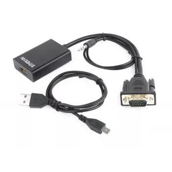 GEMBIRD VGA-HDMI-sovitinkaapeli, USB-virralla 15 cm - musta