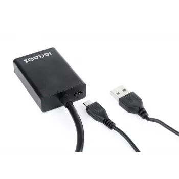 GEMBIRD VGA-HDMI-sovitinkaapeli, USB-virralla 15 cm - musta
