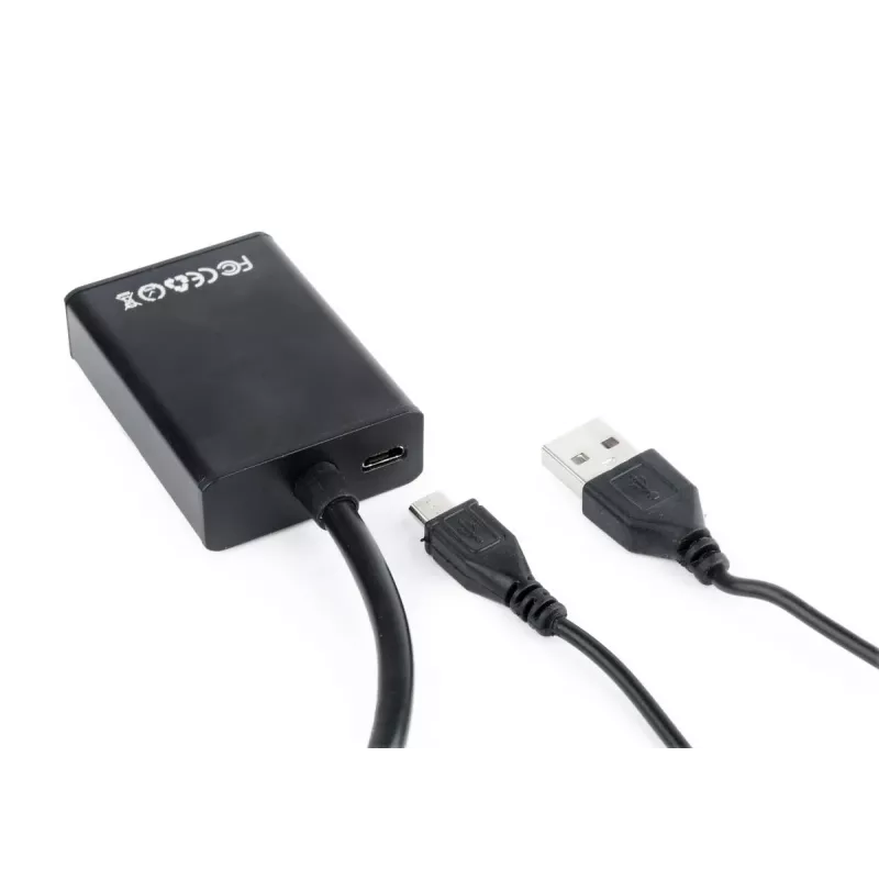 GEMBIRD VGA-HDMI-sovitinkaapeli, USB-virralla 15 cm - musta