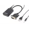 GEMBIRD VGA-HDMI-sovitinkaapeli, USB-virralla 15 cm - musta