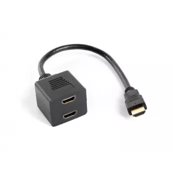 HDMI-videosplitteri LANBERG AD-0019-BK — 2x HDMI-lähtö, Full HD 1920x1080, 0,2 m kaapeli, musta