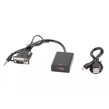 LANBERG videokaapelisovitin HDMI tyyppi A (Standard) VGA (D-Sub) 0,2 m musta