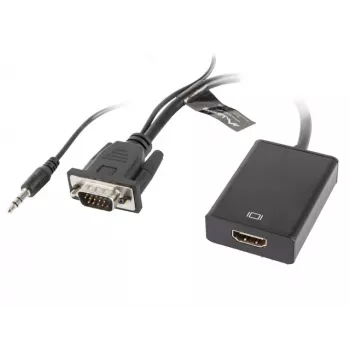 LANBERG videokaapelisovitin HDMI tyyppi A (Standard) VGA (D-Sub) 0,2 m musta