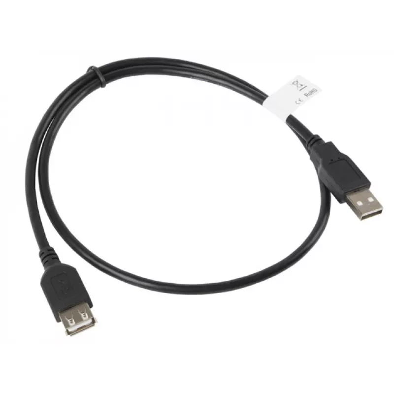 USB-A-USB-A-kaapeli LANBERG CA-USBE-10CC-0007-BK, USB 2.0, 0,7 m, musta