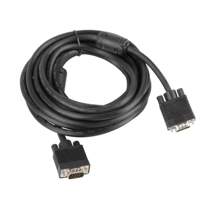 VGA-kaapeli LANBERG CA-VGAC-10CC-0050-B, 5 m, uros-uros, PVC-kuori, ferriittisydän, musta