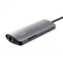Trust Dalyx 23775 7-in-1 USB-C-monitoimiadapteri, USB-C 3.2, HDMI, RJ-45 Gigabit Ethernet, SD/microSD-kortinlukija, hopea