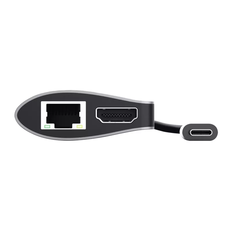 Trust Dalyx 23775 7-in-1 USB-C-monitoimiadapteri, USB-C 3.2, HDMI, RJ-45 Gigabit Ethernet, SD/microSD-kortinlukija, hopea