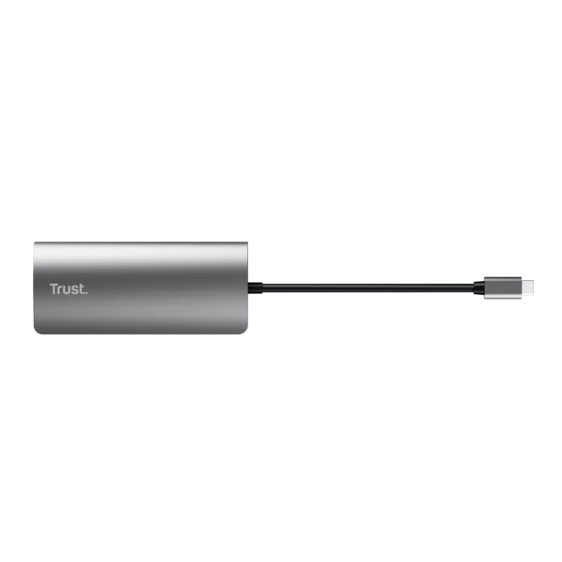 Trust Dalyx 23775 7-in-1 USB-C-monitoimiadapteri, USB-C 3.2, HDMI, RJ-45 Gigabit Ethernet, SD/microSD-kortinlukija, hopea