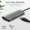 Trust Dalyx 23775 7-in-1 USB-C-monitoimiadapteri, USB-C 3.2, HDMI, RJ-45 Gigabit Ethernet, SD/microSD-kortinlukija, hopea