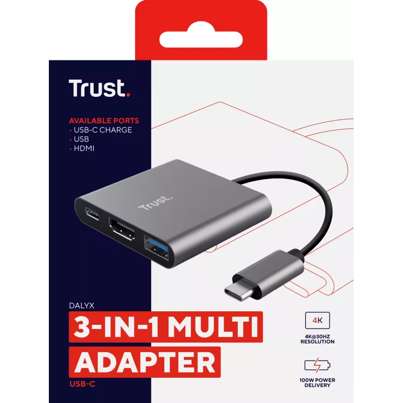 Trust Dalyx USB 3.2 Gen 1 (3.1 Gen 1) Type-C alumiini, musta