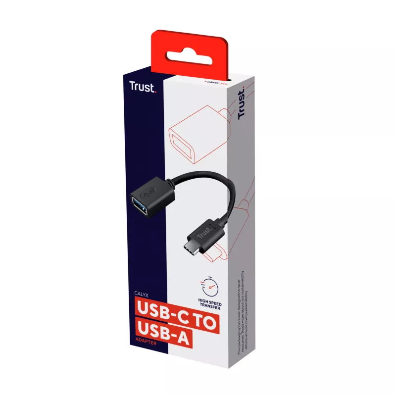 Trust Calyx 20967 USB-C (uros) – USB-A (naaras) -sovitin, USB 3.1 Gen 1, musta
