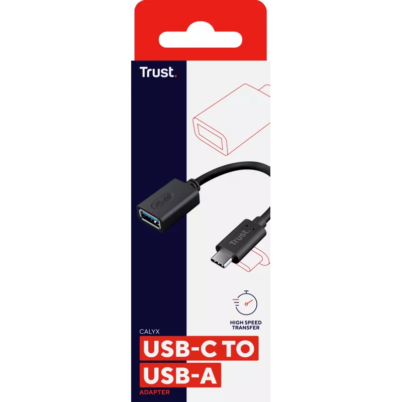 Trust Calyx 20967 USB-C (uros) – USB-A (naaras) -sovitin, USB 3.1 Gen 1, musta
