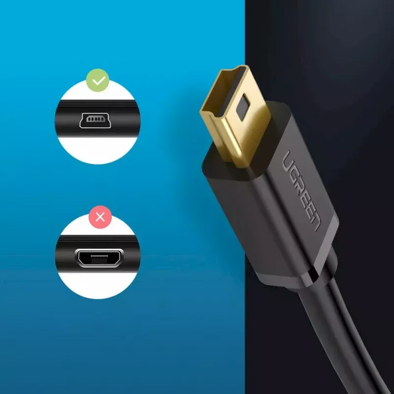 USB-kaapeli UGREEN 10385 Mini-USB 480 Mbit/s 1,5 m musta, nopea lataus