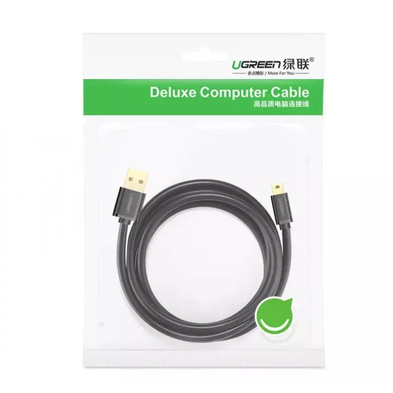 USB-kaapeli UGREEN 10385 Mini-USB 480 Mbit/s 1,5 m musta, nopea lataus