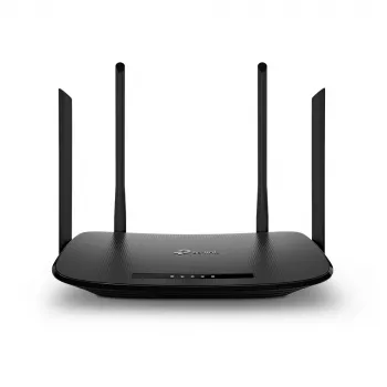 TP-Link AC1200 langaton VDSL/ADSL-modeemireititin, Wi-Fi 5 (802.11ac), Dualband (2,4 GHz / 5 GHz), Ethernet LAN, VDSL2, musta, pöytäreititin