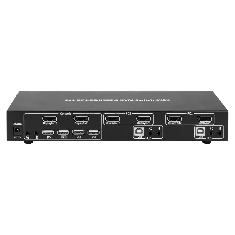 Techly IDATA DP-KVM2 KVM-kytkin musta