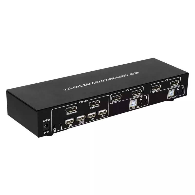 Techly IDATA DP-KVM2 KVM-kytkin musta