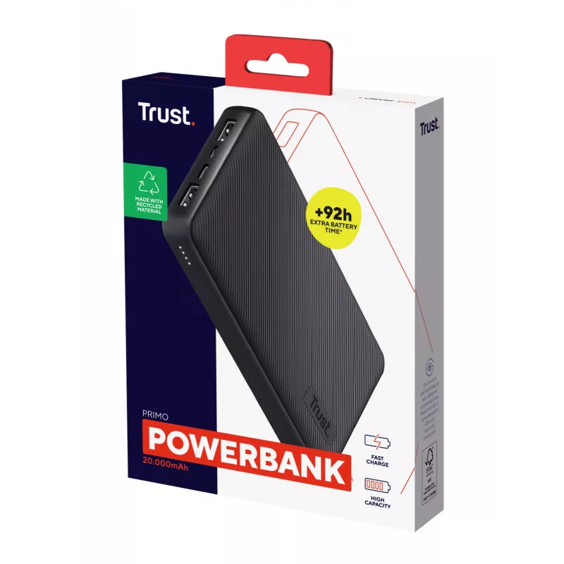 Trust Primo litiumioni (Li-Ion) 20000 mAh musta