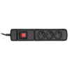Jatkojohto ActiveJet COMBO 3GN 1,5 m — 3 Type-E-pistorasiaa, 230 V, 10 A, musta