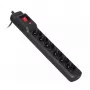 Jatkojohto ActiveJet COMBO 6GN 3M – 6 Type-E-pistorasiaa, 3 m kaapeli, 10 A, 230 V, sisäkäyttöön seinä-/lattiasennukseen, musta