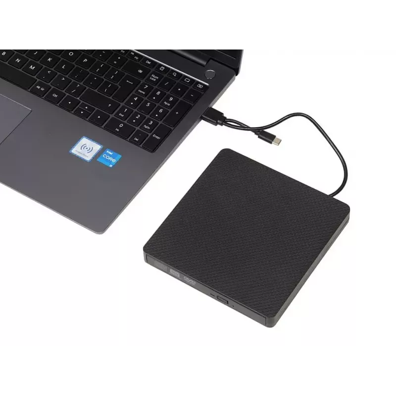 Optinen asema IBOX IED03 DVD±RW USB 3.1 Gen1 (USB-C) musta, tarjotin, 24x CD / 8x DVD