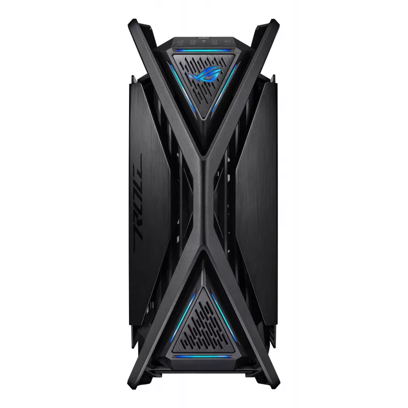 PC-kotelo ASUS ROG Hyperion GR701 BTF Edition Tower — musta, karkaistu lasi, tuki E-ATX/ATX/microATX, 46 cm GPU, 420 mm yläjäähdytin