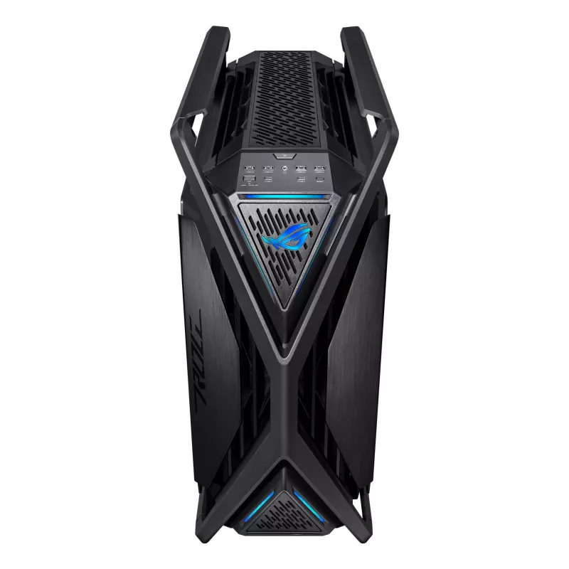 PC-kotelo ASUS ROG Hyperion GR701 BTF Edition Tower — musta, karkaistu lasi, tuki E-ATX/ATX/microATX, 46 cm GPU, 420 mm yläjäähdytin