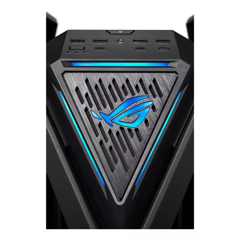 PC-kotelo ASUS ROG Hyperion GR701 BTF Edition Tower — musta, karkaistu lasi, tuki E-ATX/ATX/microATX, 46 cm GPU, 420 mm yläjäähdytin
