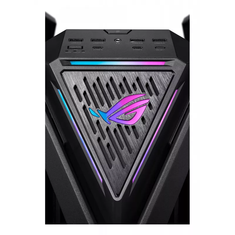 PC-kotelo ASUS ROG Hyperion GR701 BTF Edition Tower — musta, karkaistu lasi, tuki E-ATX/ATX/microATX, 46 cm GPU, 420 mm yläjäähdytin