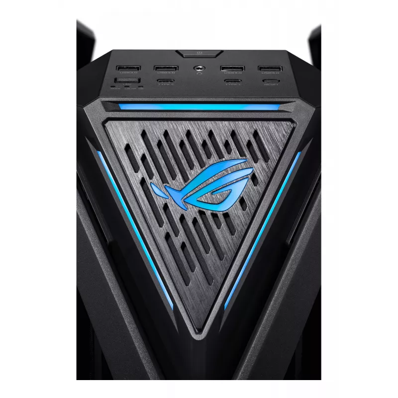 PC-kotelo ASUS ROG Hyperion GR701 BTF Edition Tower — musta, karkaistu lasi, tuki E-ATX/ATX/microATX, 46 cm GPU, 420 mm yläjäähdytin