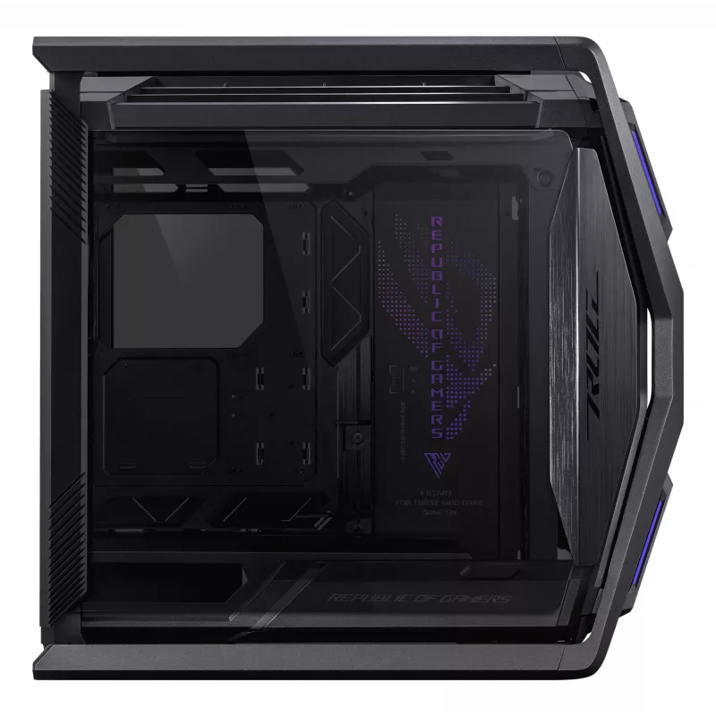 PC-kotelo ASUS ROG Hyperion GR701 BTF Edition Tower — musta, karkaistu lasi, tuki E-ATX/ATX/microATX, 46 cm GPU, 420 mm yläjäähdytin
