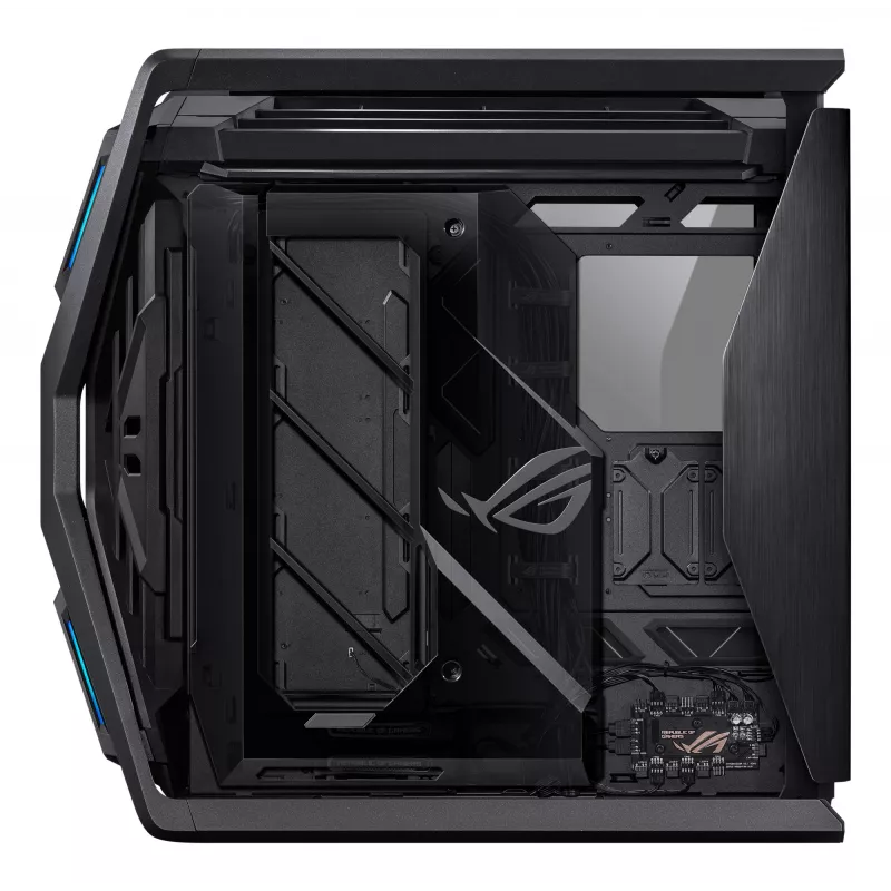 PC-kotelo ASUS ROG Hyperion GR701 BTF Edition Tower — musta, karkaistu lasi, tuki E-ATX/ATX/microATX, 46 cm GPU, 420 mm yläjäähdytin