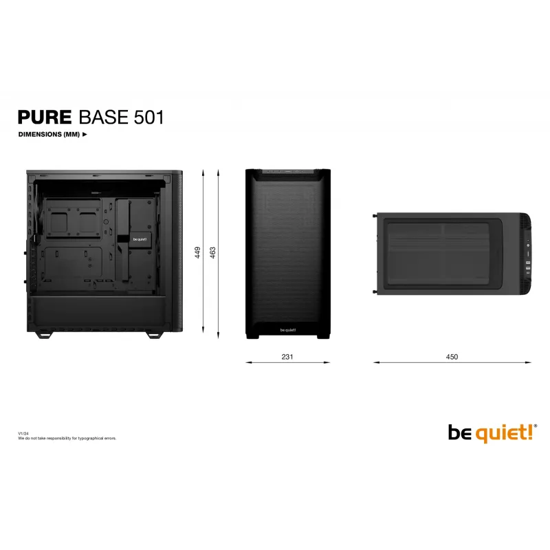 PC-kotelo be quiet! PURE BASE 501 Airflow Midi Tower musta