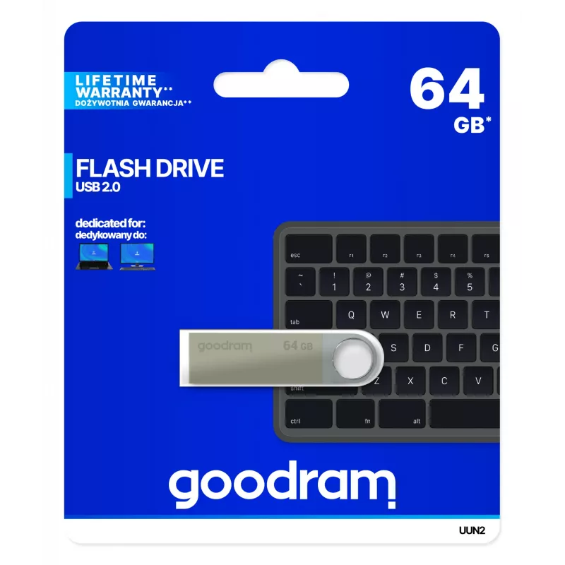 Goodram UUN2 USB-muistitikku 64 GB USB Type-A 2.0 hopea